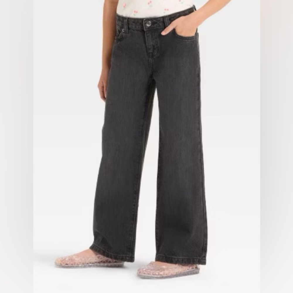 Cat & Jack Girls Black Wide Leg Jeans